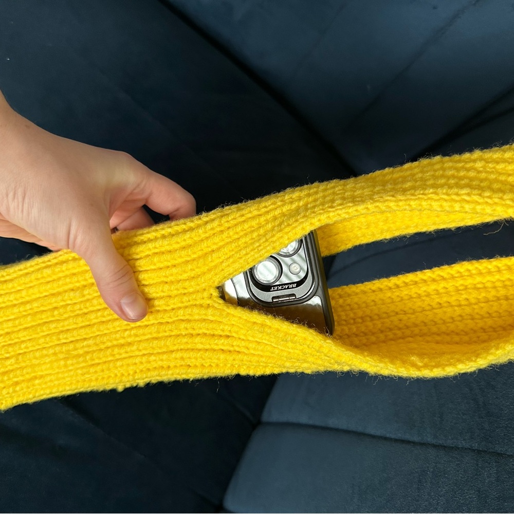 Yellow iPhone pocket crocheted